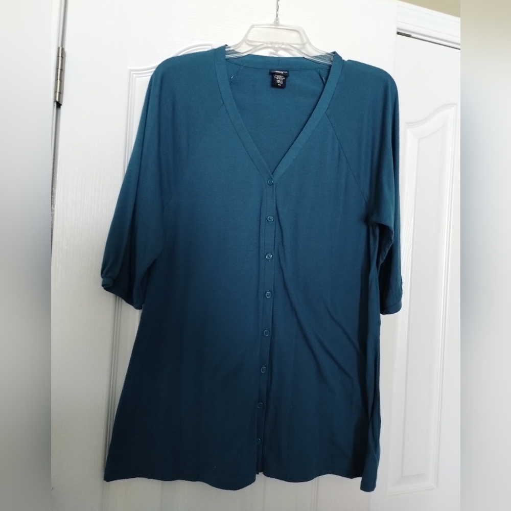 Canyon River Blues Teal Button-Down Blouse